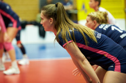 Focussiert auf Sieg gegen den VC Allbau Essen: Damen vom BBSC Berlin in der Volleyball Bundesliga